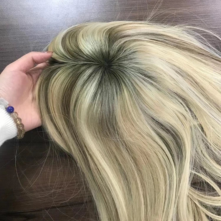 Mono Base Hair Toppers for Women Silk Straight Virgin European Human Hair Topper