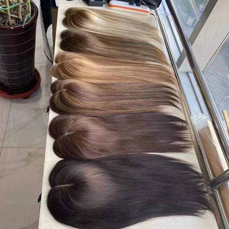 Mono Base Hair Toppers for Women Silk Straight Virgin European Human Hair Topper