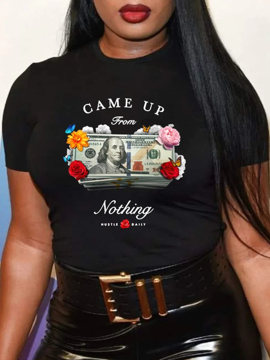Plus Size Rhinestone Decor T-Shirt: Casual Summer Top