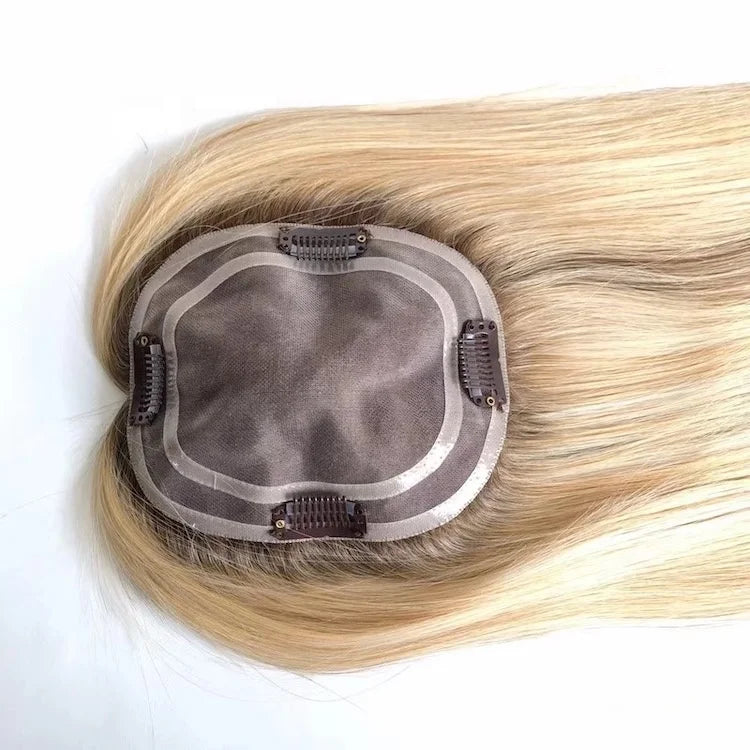 Mono Base Hair Toppers for Women Silk Straight Virgin European Human Hair Topper
