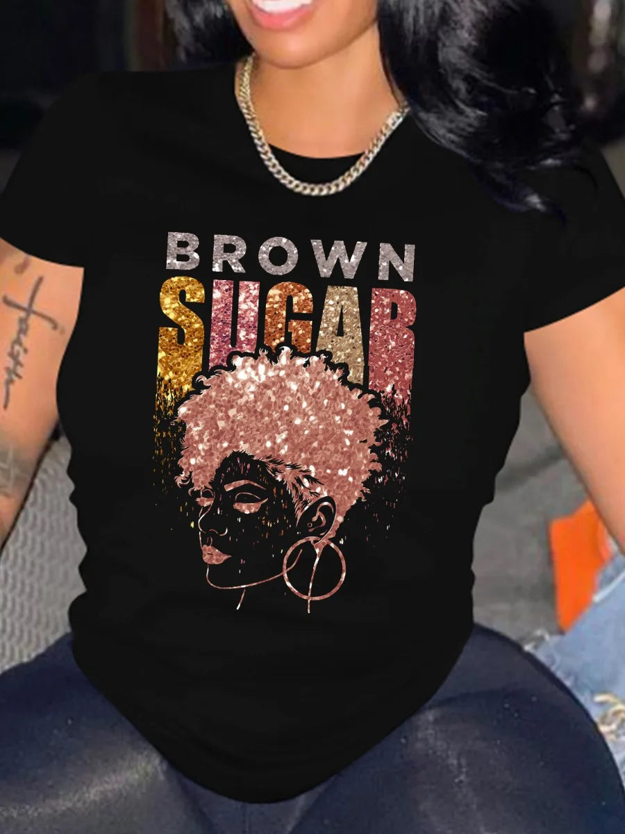 Plus Size Rhinestone Decor T-Shirt: Casual Summer Top