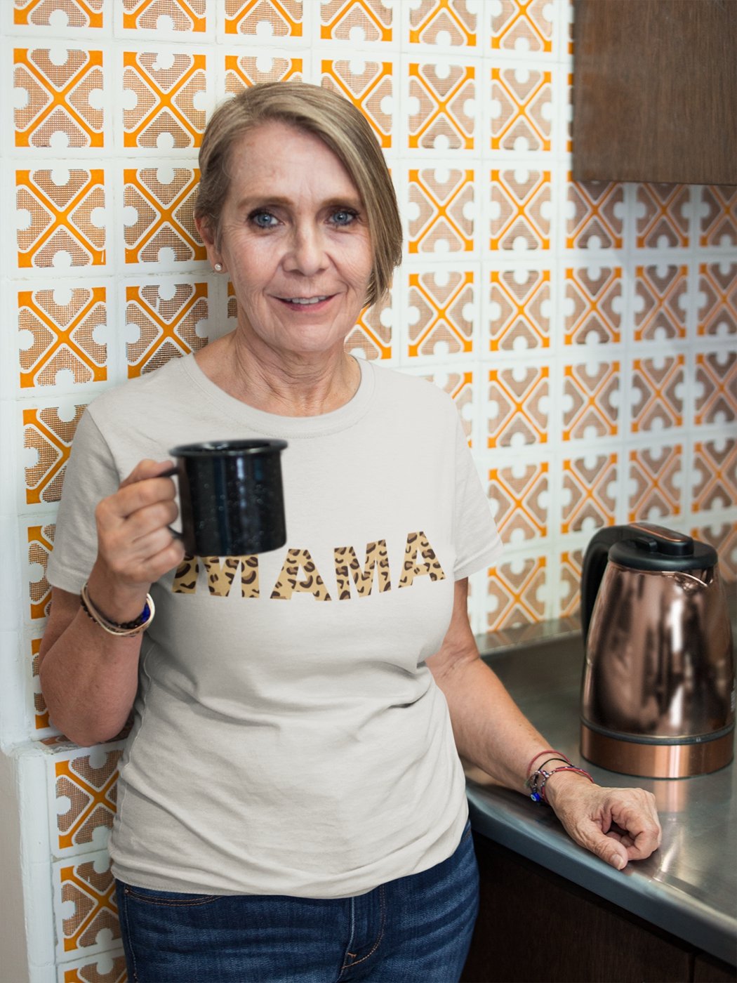 Leopard Print Mama Tee: Short Sleeve Cheetah Mom Graphic Top