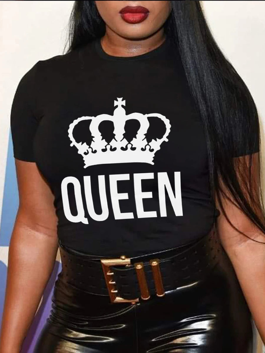 Plus Size Rhinestone Decor T-Shirt: Casual Summer Top